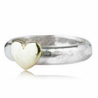 R322 - LV Silver, Ring with Gold Heart